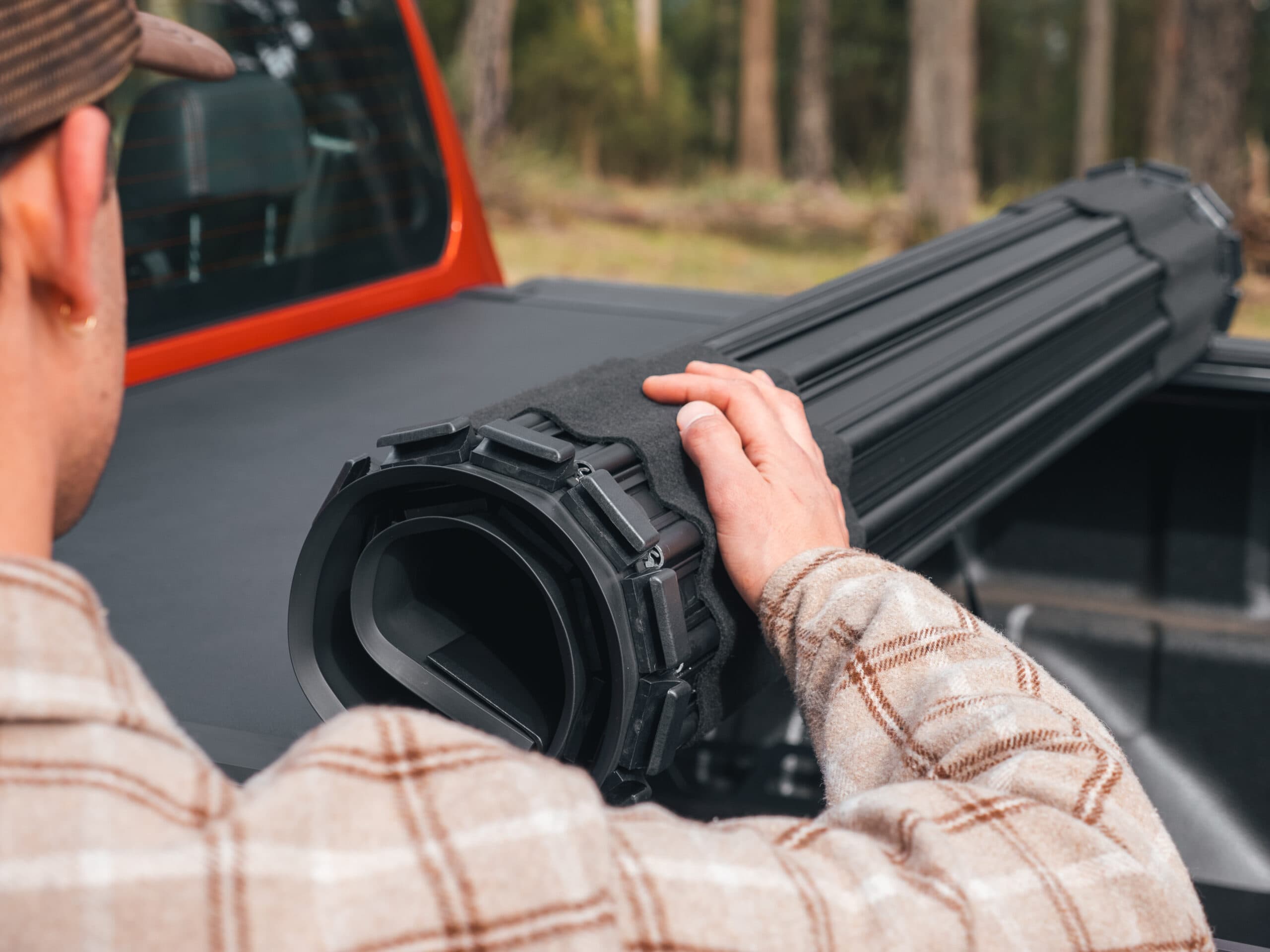 HSP Roll Mate rolled forward neatly into canister on T60 Ute tub